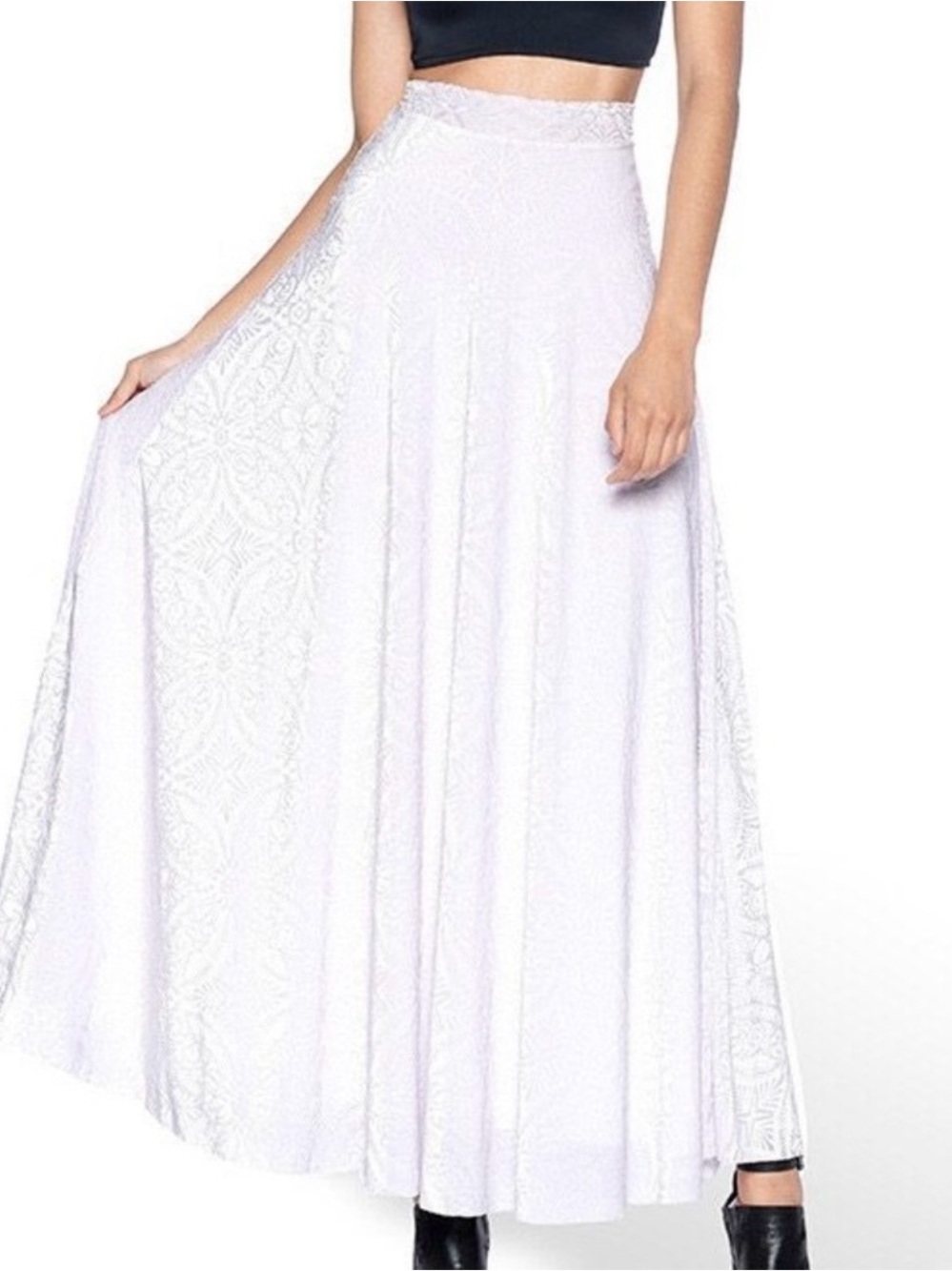 Blackmilk Burnt Velvet White Maxi Skirt